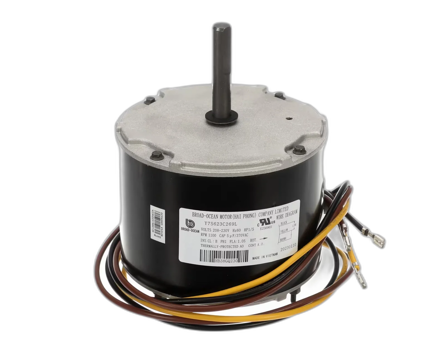 Fan Motor, 208-230V, 60HZ, 1PH, 1100RPM, 1/5HP Blower Motors, Fan, Run Capacitors