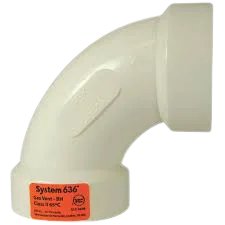IPEX 2" 90 DEGREES PVC FGV LONG ELBOW HXH WHITE S636 PVC Schedule 40, 636 PVC, S636, ABS