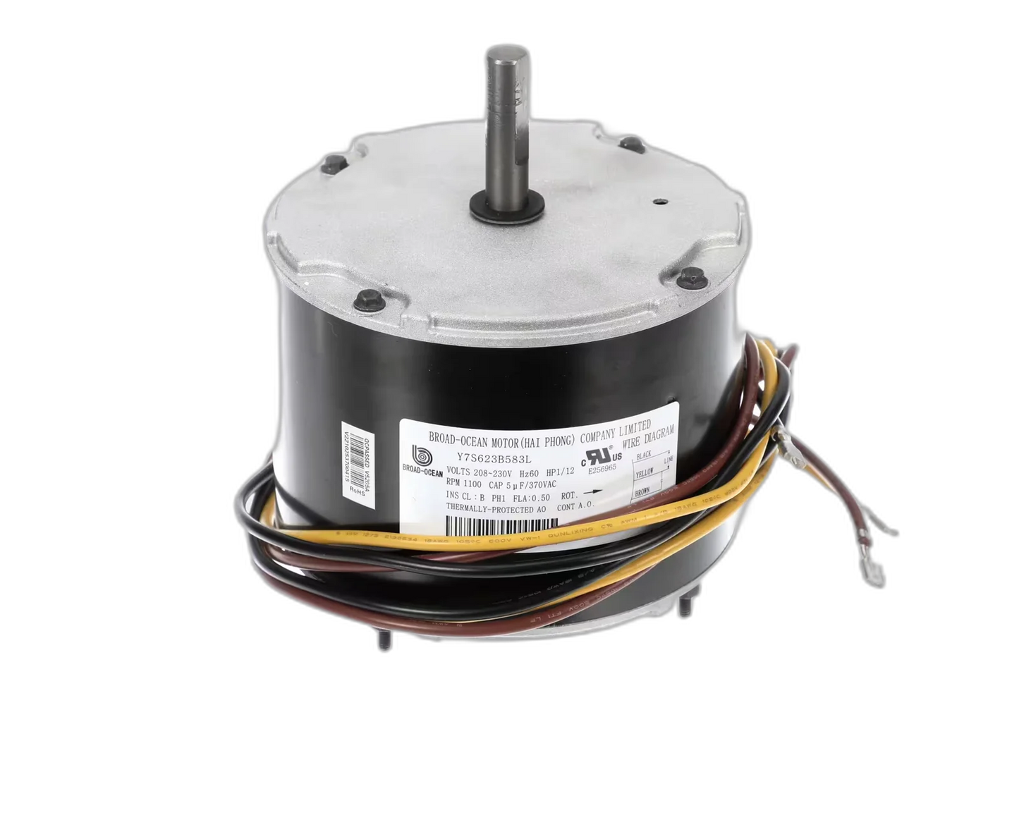 Fan Motor, Condensate, 208-230V, 60HZ, 1100RPM, 1/12HP Blower Motors, Fan, Run Capacitors