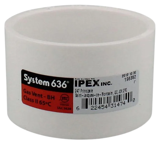 IPEX 2" PVC FGV COUPLING WHITE S636 PVC Schedule 40, 636 PVC, S636, ABS