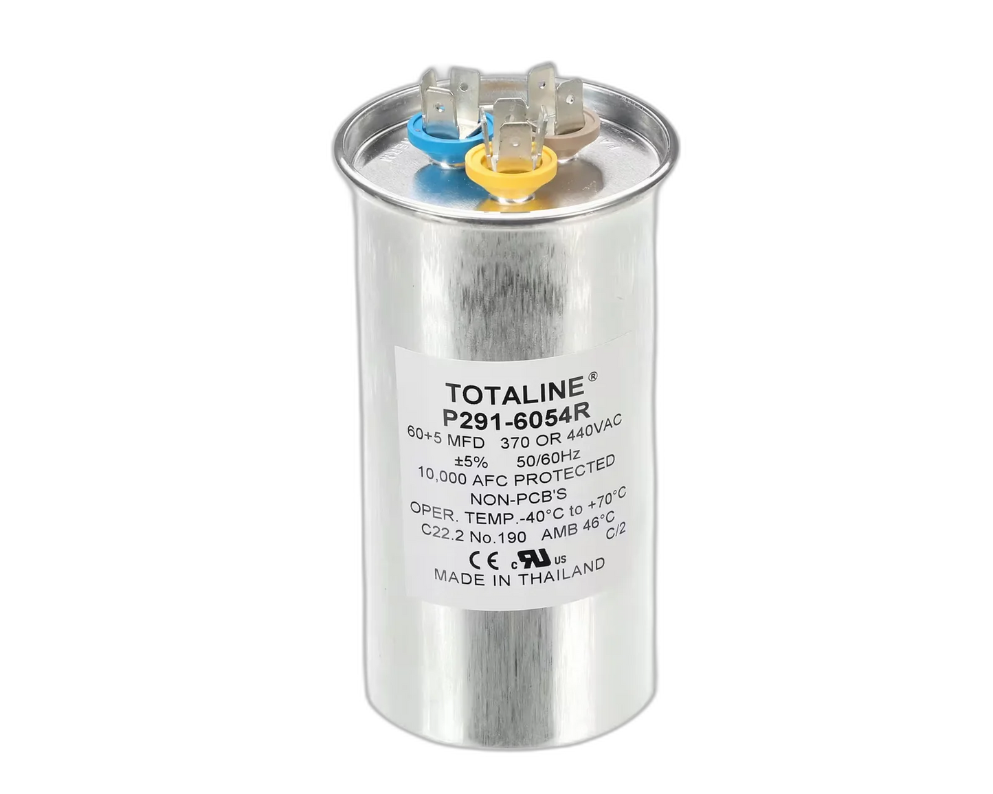 Capacitor, Run, Dual,440 Volt, 60+5uF, Round Blower Motors, Fan, Run Capacitors