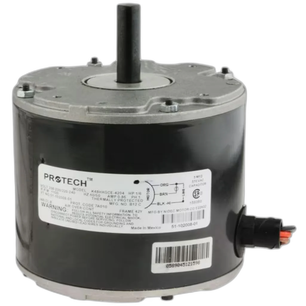 Motor, Condenser, 208/220/230 Volt, 50/60HZ, 1/6HP, 1PH, 1100 RPM Blower Motors, Fan, Run Capacitors