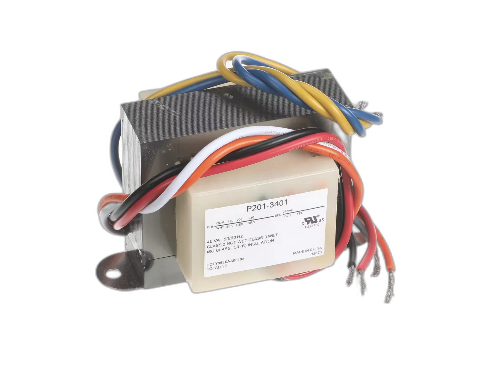 Transformer with Wire Leads, 120/208/240 to 24VAC, 40VA, 50/60HZ Electrical, Transformers, Relay