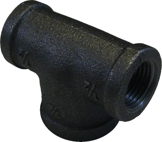 1/2" X 1/2" X 3/4" BLACK MALLEABLE STEEL TEE Steel Fittings