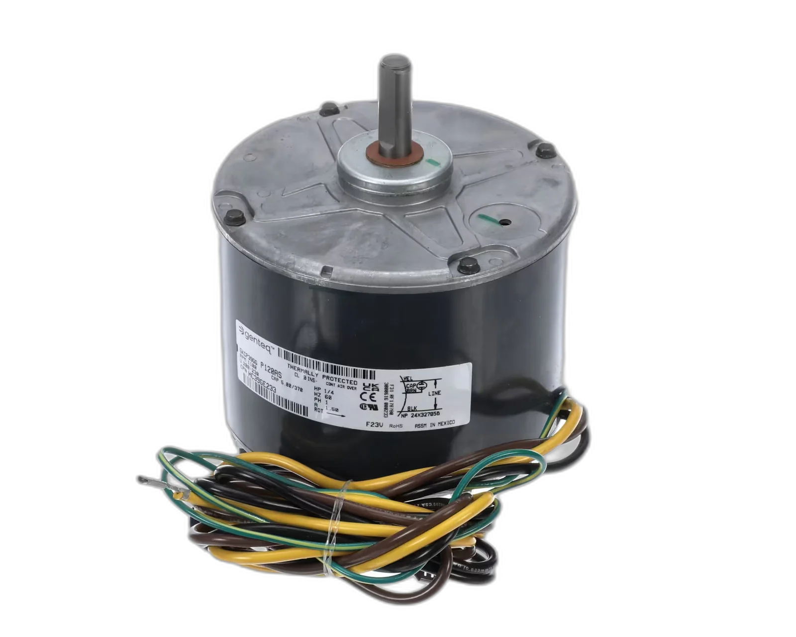 Fan Motor, Condenser, 208-230V, 60HZ, 1PH, 1100RPM, 1/4HP, CW Blower Motors, Fan, Run Capacitors