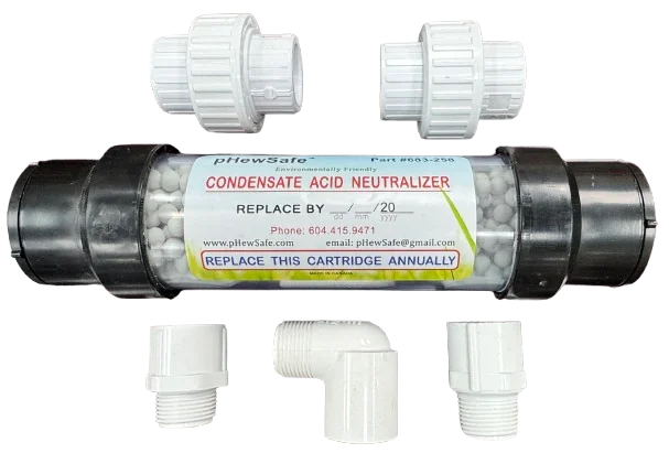9" PHEWSAFE CONDENSATE ACID NEUTRALIZER REPLACEMENT KIT WITH 3/4" FITTINGS FOR FURNACES & BOILERS UP TO 150,000 BTU Boiler parts, Condensate Pumps