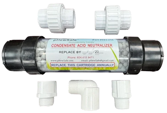 9" PHEWSAFE CONDENSATE ACID NEUTRALIZER REPLACEMENT KIT WITH 3/4" FITTINGS FOR FURNACES & BOILERS UP TO 150,000 BTU Boiler parts, Condensate Pumps