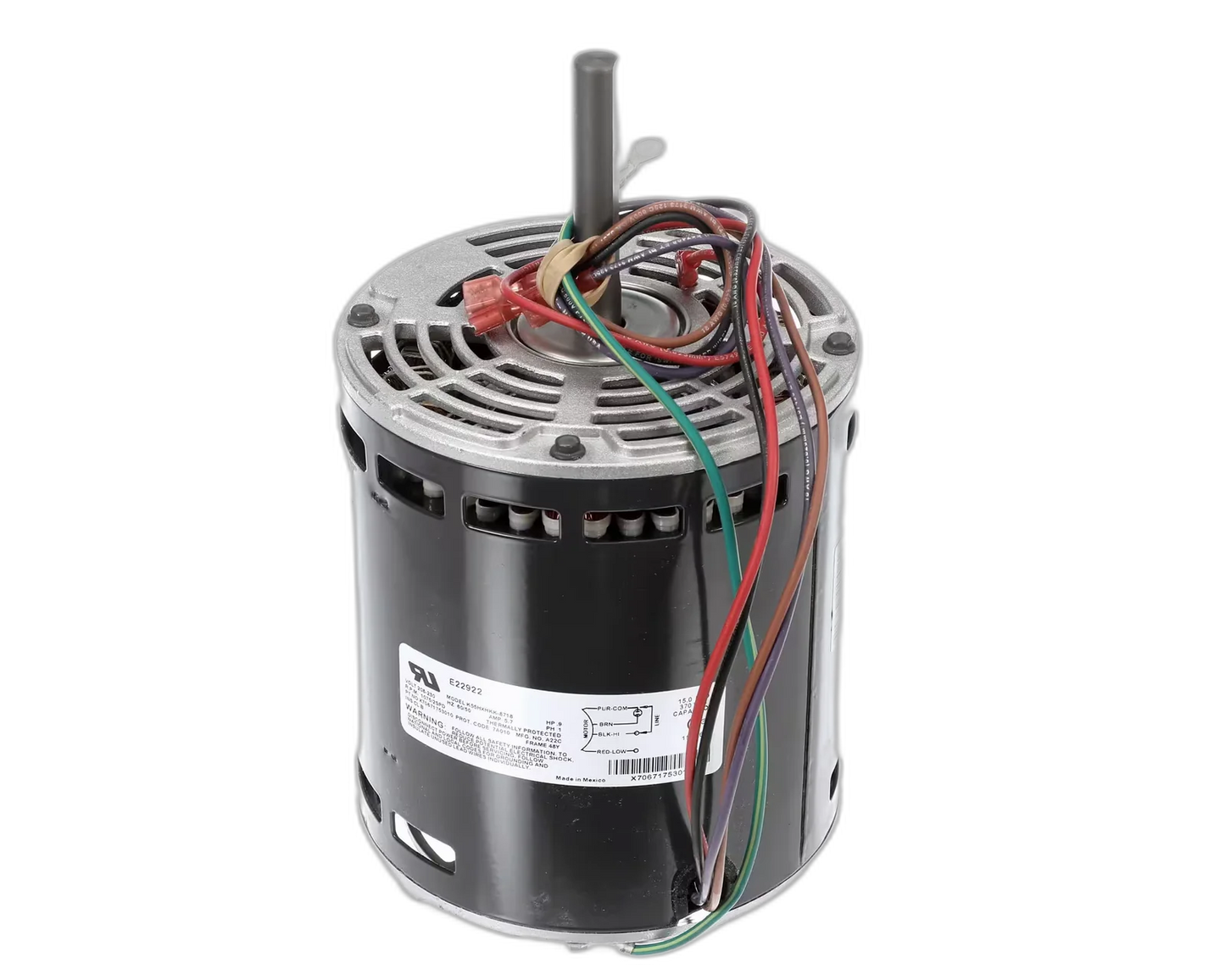 Motor, 208/230 Volt, 9/10HP, 1075RPM Blower Motors, Fan, Run Capacitors