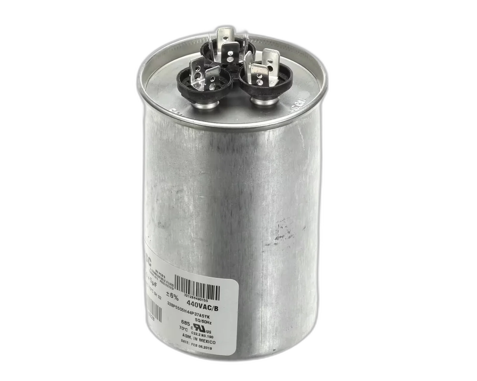 Capacitor, Dual Run, Round, 440V, 55uF Blower Motors, Fan, Run Capacitors