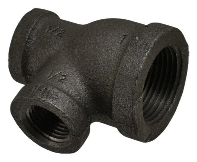 1" X 1/2" X 1/2" BLACK MALLEABLE STEEL TEE Steel Fittings