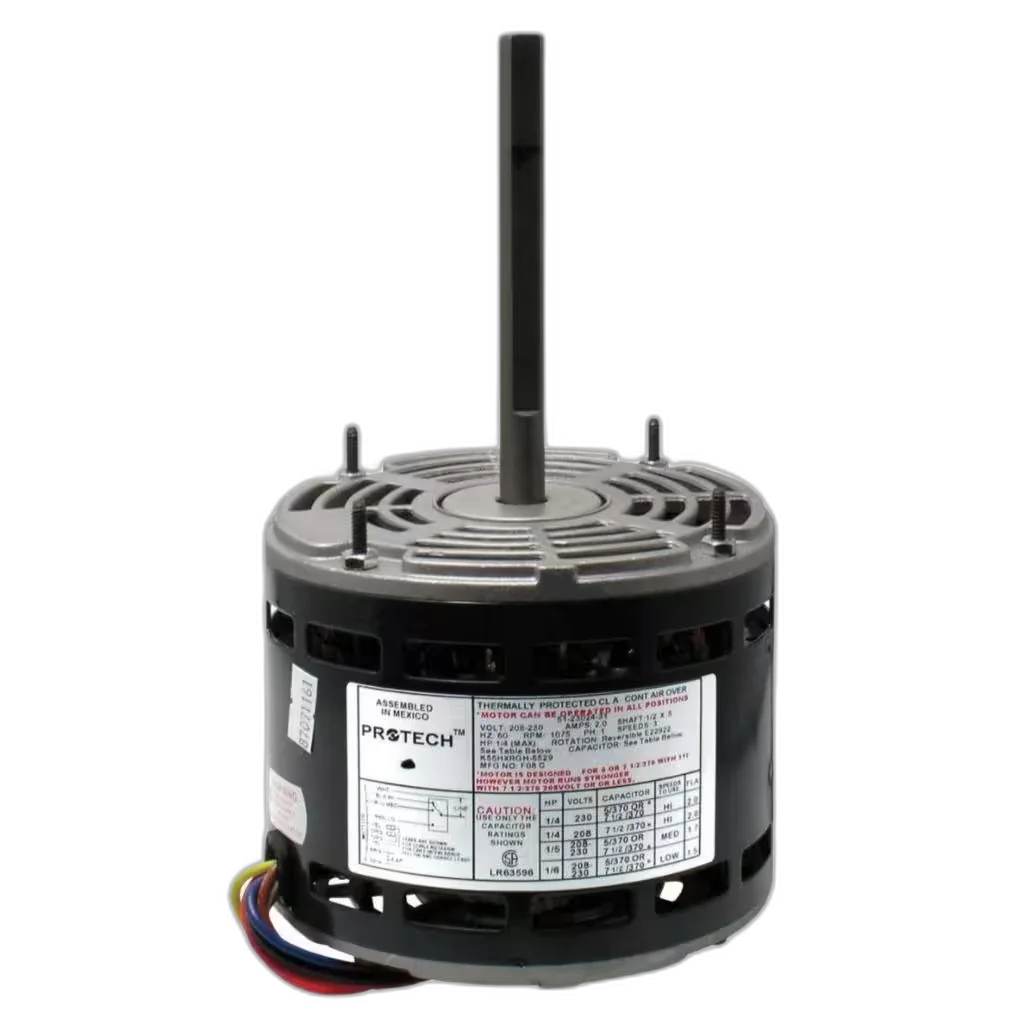Motor, Blower, 208/230 Volt, 60HZ, 1/4HP, 1PH, 1075 RPM, 3 Speed Blower Motors, Fan, Run Capacitors