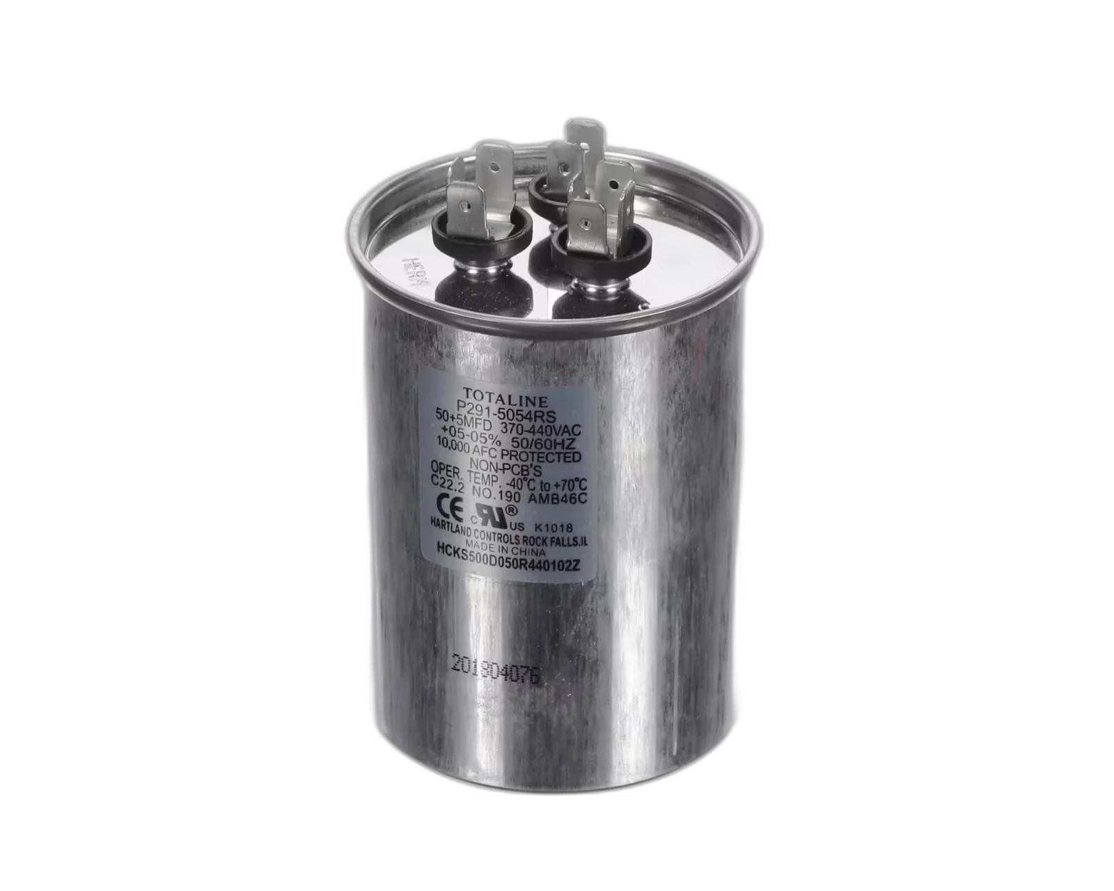 Capacitor, Run, 50 + 5MFD, 370-440VAC, 50/60HZ Blower Motors, Fan, Run Capacitors