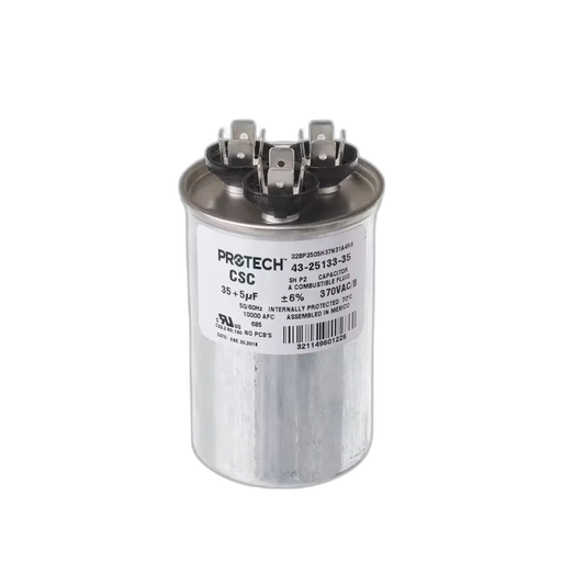 Capacitor, Dual, 35/5uF, 370VAC, 50/60HZ, Round Blower Motors, Fan, Run Capacitors