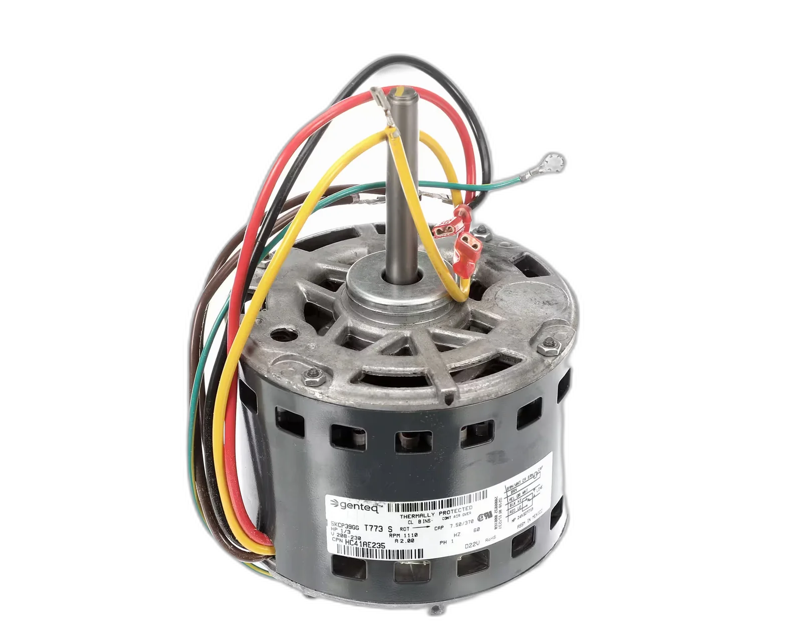 Blower Motor, 115V, 60HZ, 1PH, 1075RPM/4 Speed, 1/2HP, Counterclockwise Blower Motors, Fan, Run Capacitors
