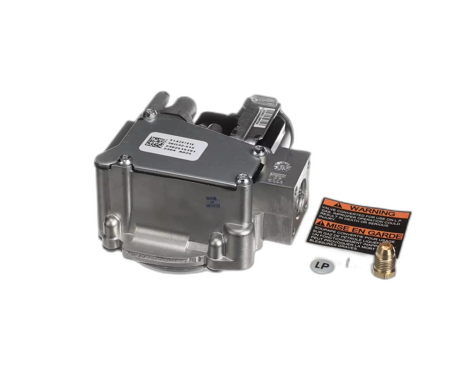 Gas Valve, Natural with Propane Conversion Kit, 1/2" x 1/2"" Gas Control Valve, Regulators, Flexible Gas Line