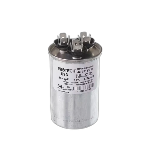 Capacitor, Dual, 35/3uF, 370VAC, 50/60HZ, Round Blower Motors, Fan, Run Capacitors