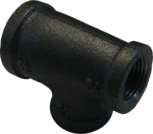 3/4" X 1/2" X 1/2" BLACK MALLEABLE STEEL TEE Steel Fittings