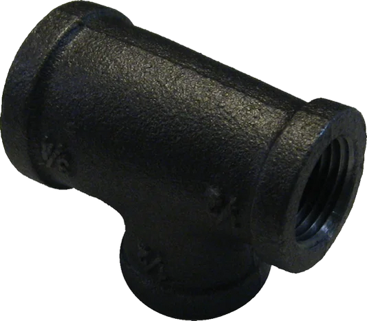 3/4" X 1/2" X 1/2" BLACK MALLEABLE STEEL TEE Steel Fittings