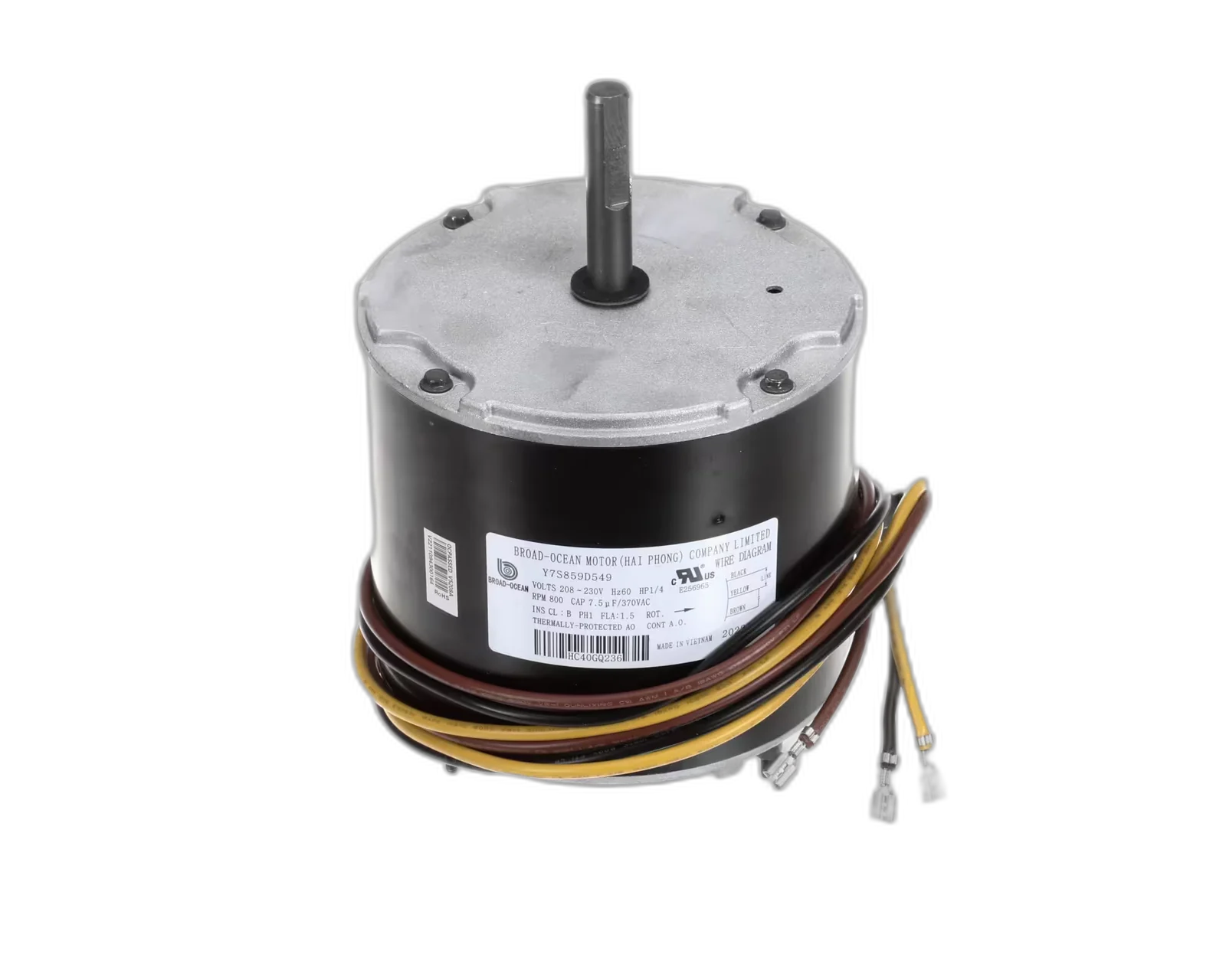 Fan Motor, Condenser, 208-230 Volt, 60HZ, 1PH, 1/4HP, 800 RPM Blower Motors, Fan, Run Capacitors