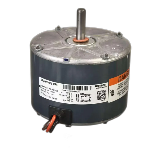 Condenser Motor, 208-230/220-240V, 60/50HZ, 1PH, 1075RPM, 1/10HP Blower Motors, Fan, Run Capacitors