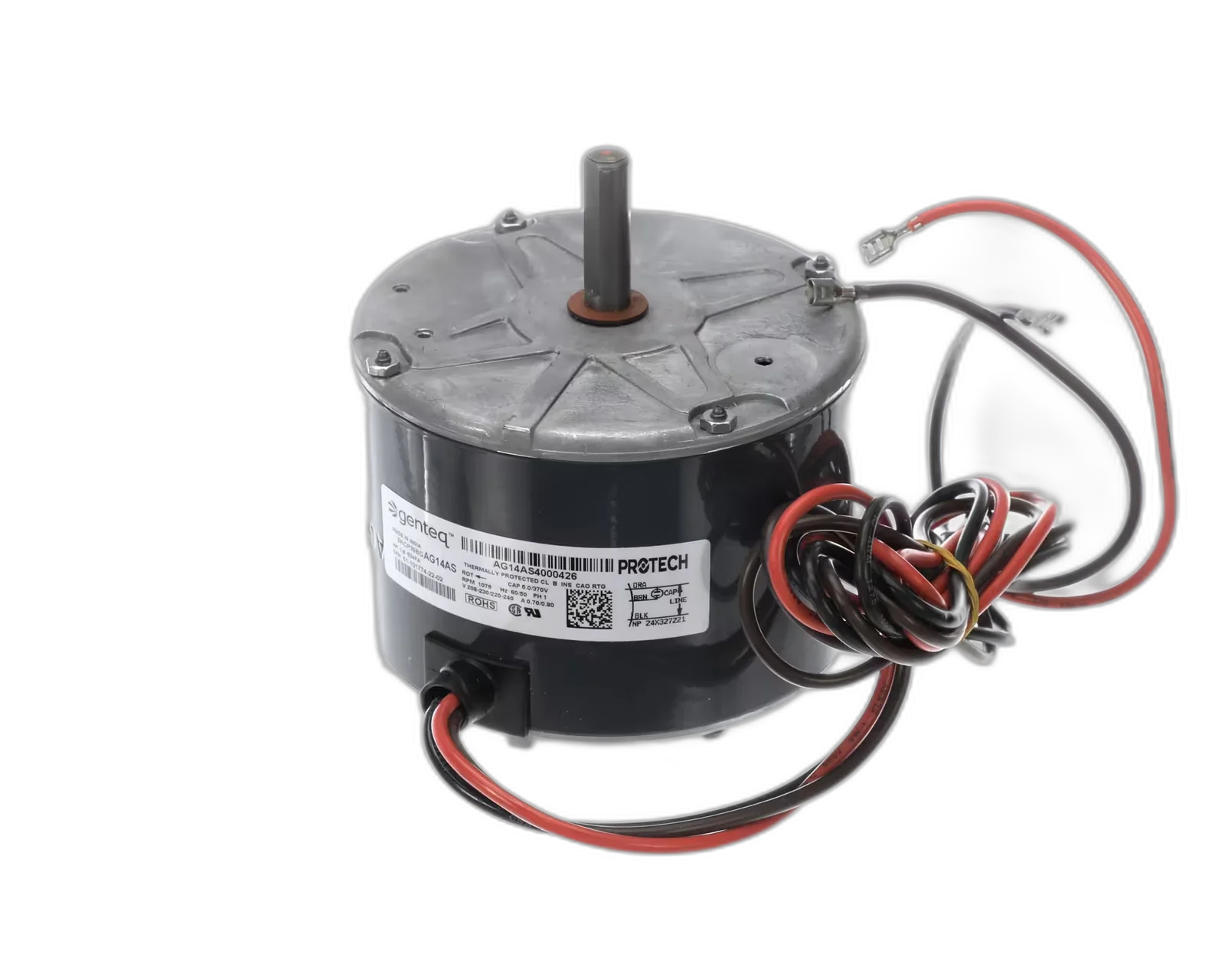 Motor, 208-230 Volt, 50/60HZ, 1PH, 1/8HP, 1075 RPM Blower Motors, Fan, Run Capacitors
