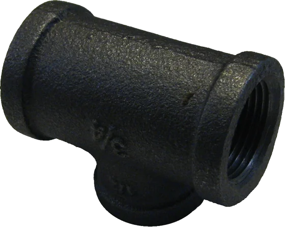 3/4" X 3/4" X 1/2" BLACK MALLEABLE STEEL TEE Steel Fittings