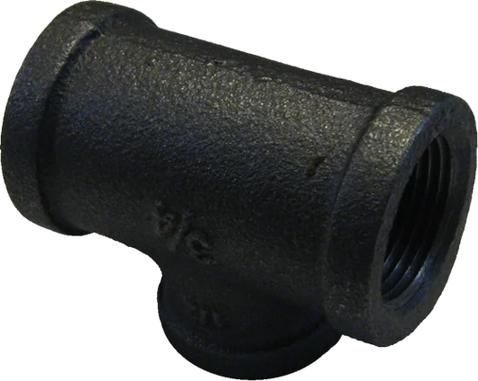 3/4" X 3/4" X 1/2" BLACK MALLEABLE STEEL TEE Steel Fittings