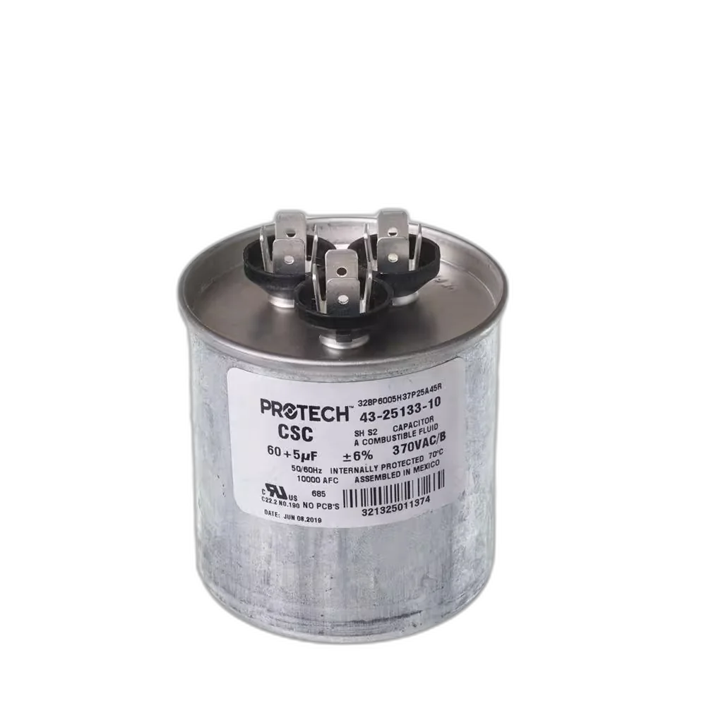 Capacitor, Dual, 60/5uF, 370VAC, 50/60HZ, Round Blower Motors, Fan, Run Capacitors