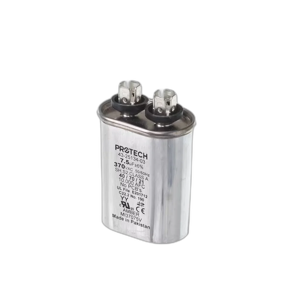 Capacitor, Run, 7.5uF, 370VAC, 50/60HZ, Oval Blower Motors, Fan, Run Capacitors
