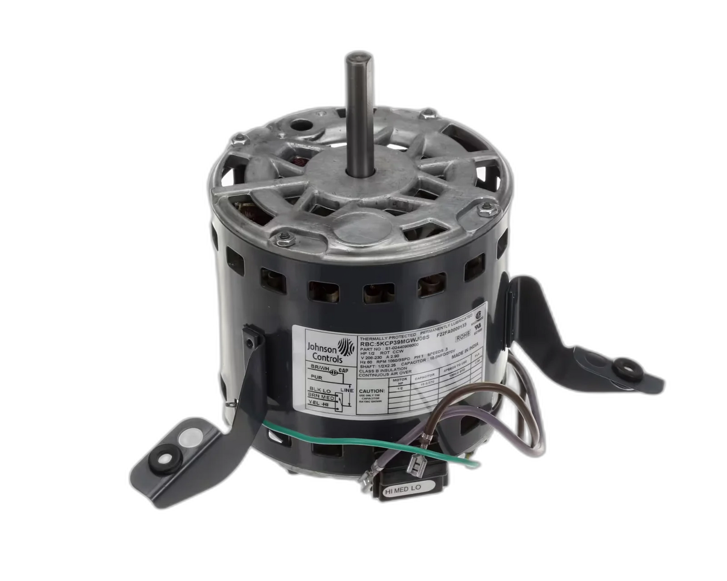 Blower Motor, 208-230V, 60HZ, 1PH, 1050RPM/3 Speed, 1/2HP, CCW Blower Motors, Fan, Run Capacitors
