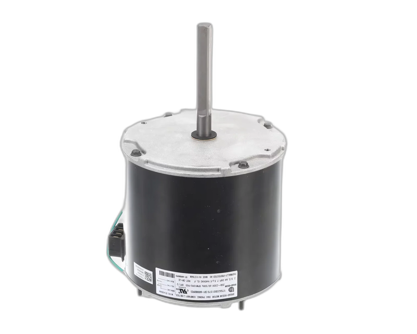 Fan Motor, Condenser, 208-230V, 50/60HZ, 1090/900RPM, 1/2HP, Clockwise Blower Motors, Fan, Run Capacitors