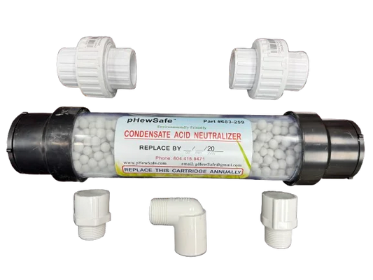 12" PHEWSAFE CONDENSATE ACID NEUTRALIZER REPLACEMENT KIT WITH 3/4" FITTINGS | FOR FURNACES & BOILERS UP TO 250,000 BTU Boiler parts, Condensate Pumps