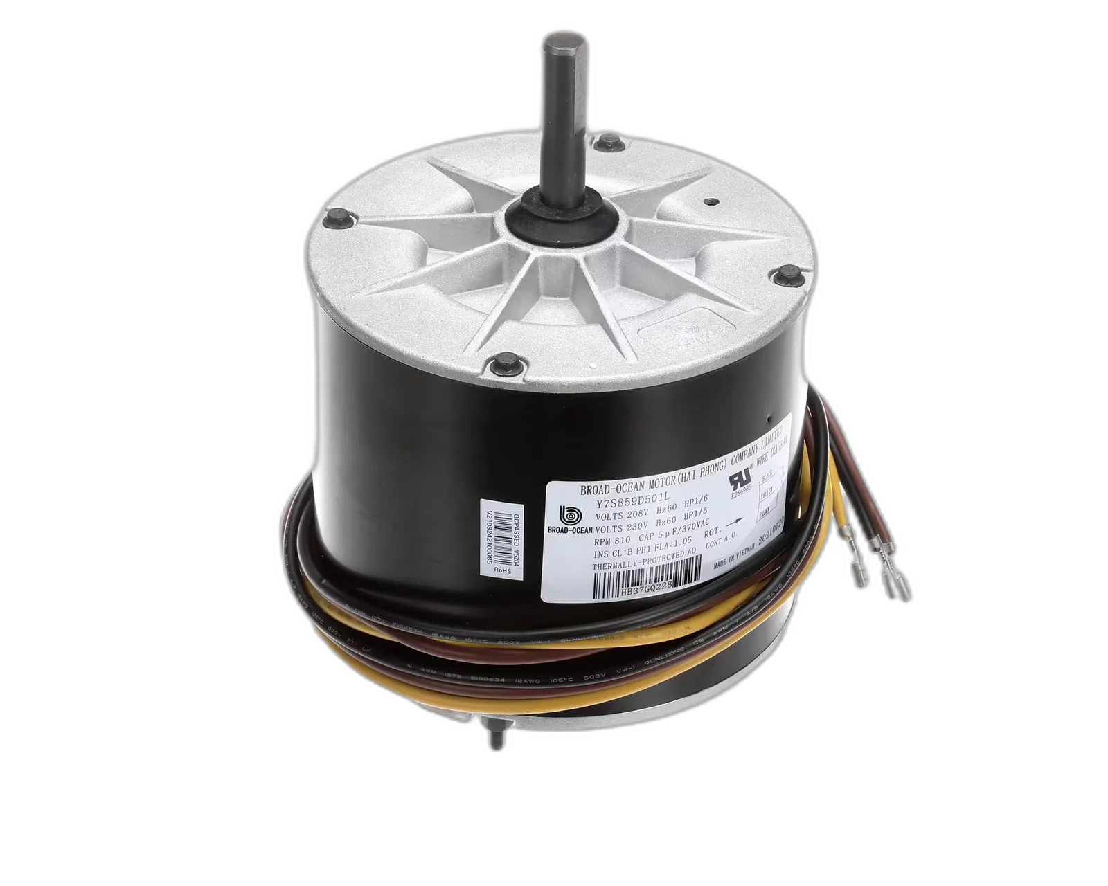 Fan Motor, Condensor, 208-230 Volt, 60HZ, 1/5-1/6HP, 810RPM Blower Motors, Fan, Run Capacitors