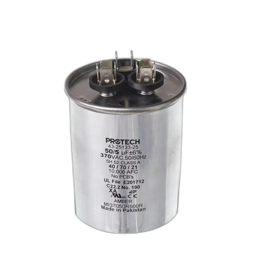 Capacitor, Dual, 50/5uF, 370VAC, 50/60HZ, Round Blower Motors, Fan, Run Capacitors