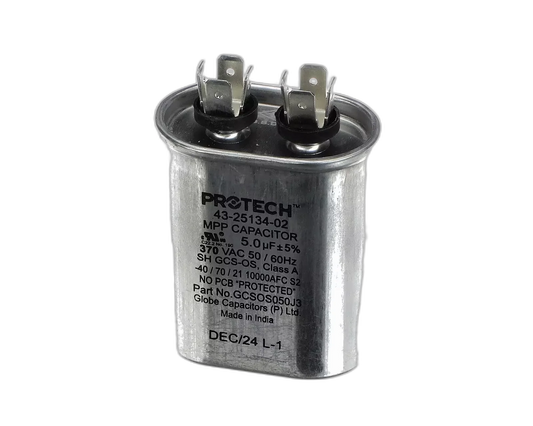 Capacitor, Run, 5uF, 370VAC, 50/60HZ, Oval Blower Motors, Fan, Run Capacitors