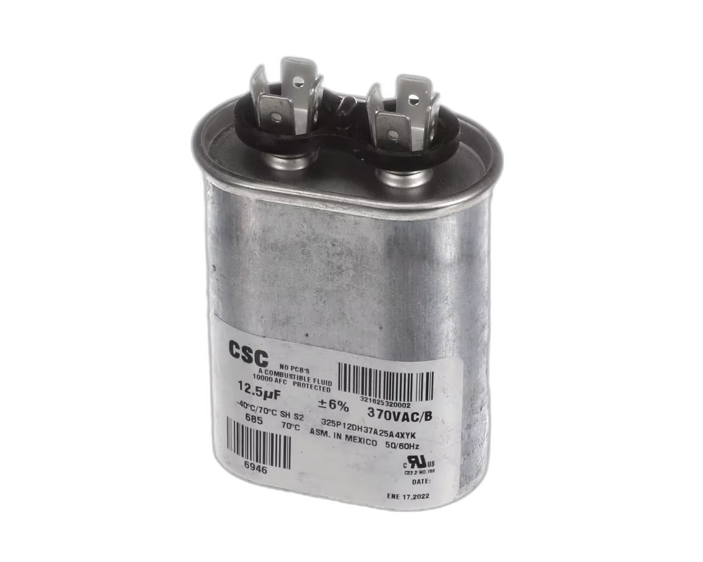 RUN CAPACITOR 12.5MFD, 370 VOLT