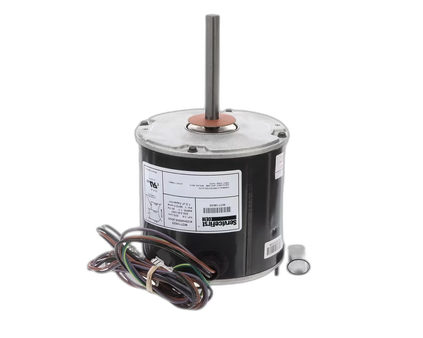 Motor, 200-230 Volt, 1/4HP, 825RPM, 48 Frame Blower Motors, Fan, Run Capacitors