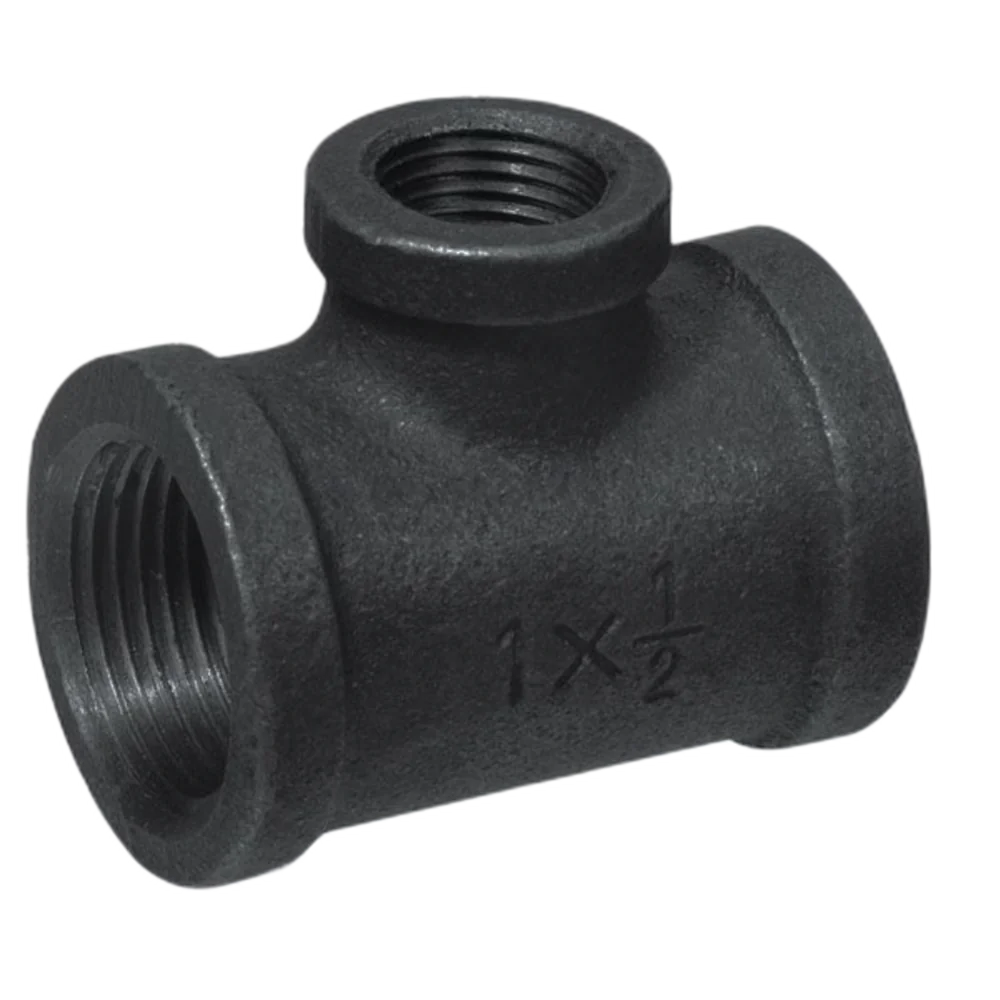 1" X 1" X 1/2" BLACK MALLEABLE STEEL TEE Steel Fittings