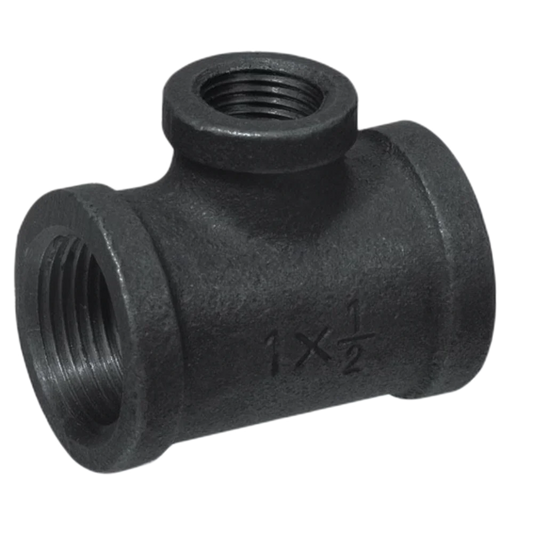 1" X 1" X 1/2" BLACK MALLEABLE STEEL TEE Steel Fittings
