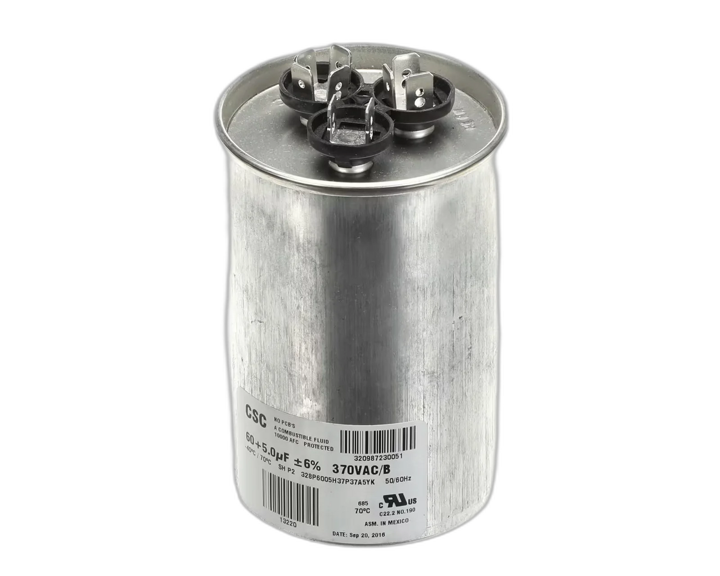 Capacitor, Dual Run, 370V, 60uF, 50/60HZ, Round Blower Motors, Fan, Run Capacitors