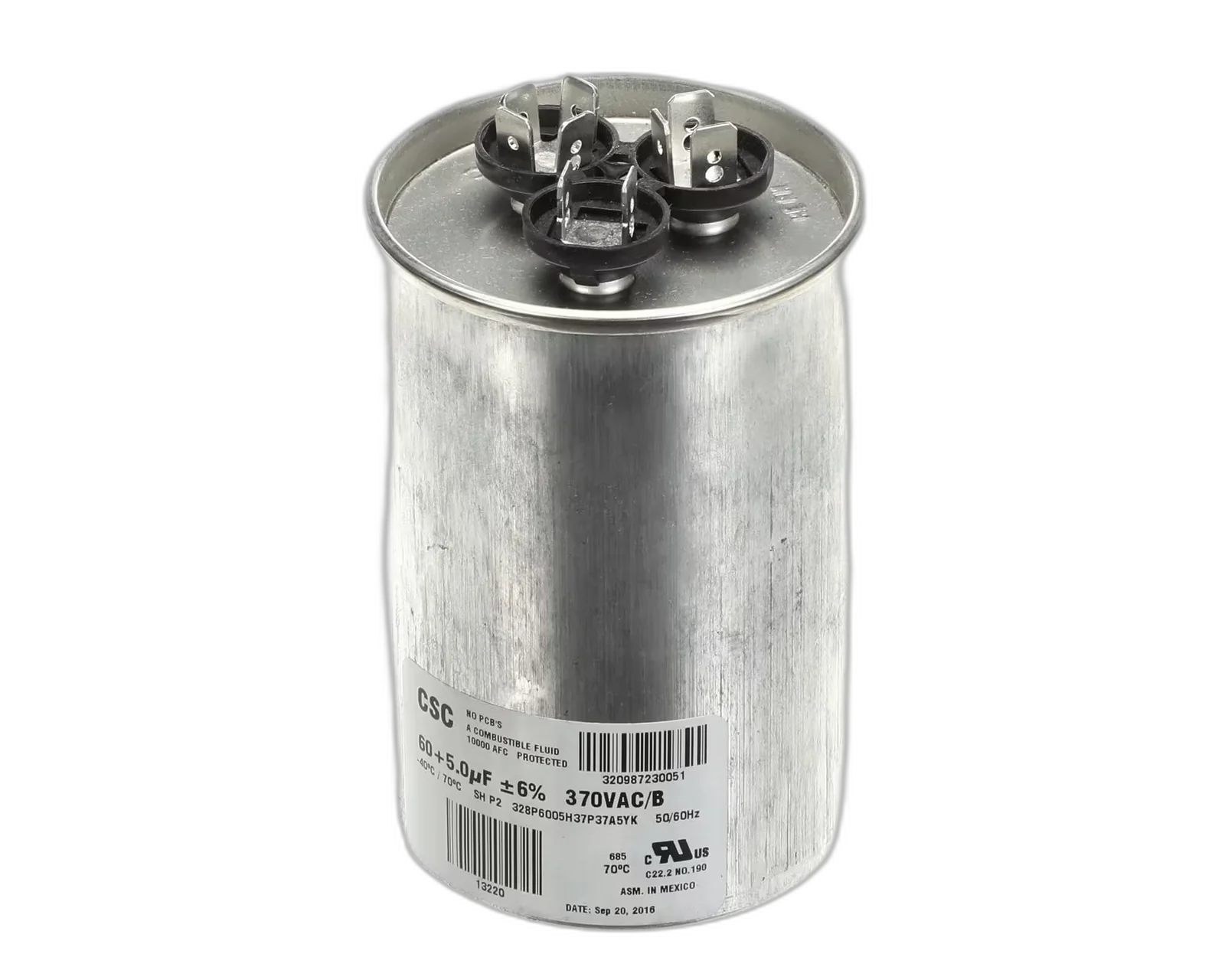 Capacitor, Dual Run, 370V, 60uF, 50/60HZ, Round Blower Motors, Fan, Run Capacitors