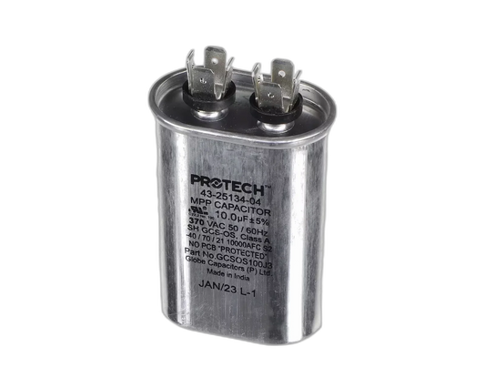 Capacitor, Run, 10uF, 370VAC, 50/60HZ, Oval Blower Motors, Fan, Run Capacitors