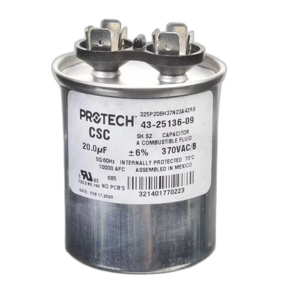 Capacitor, Run, 20uF, 370VAC, 50/60HZ, Round Blower Motors, Fan, Run Capacitors