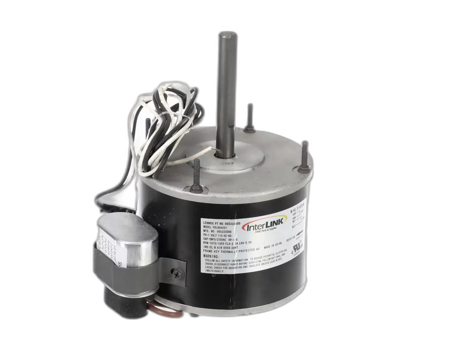 Fan Motor, 115V, 60HZ, 1PH, 1075RPM, 1/8HP Blower Motors, Fan, Run Capacitors