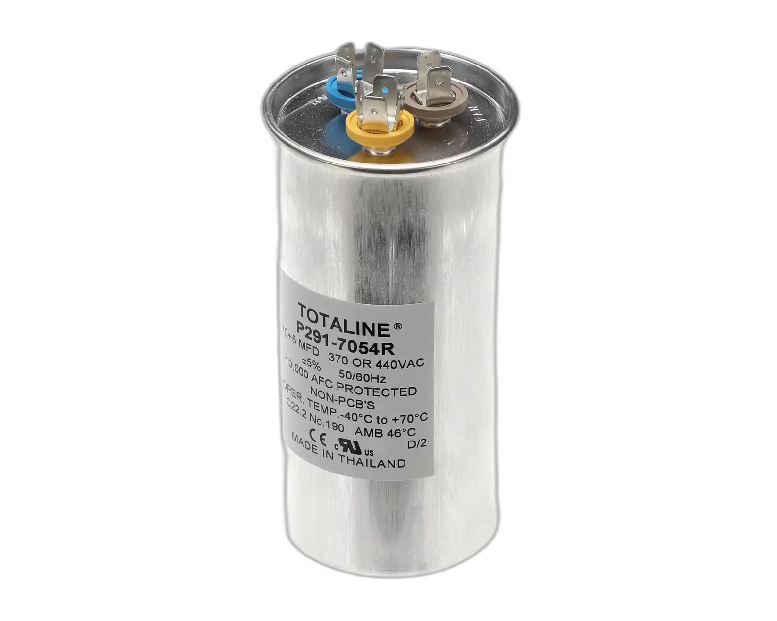 Capacitor, Dual Run, 70 + 5MFD, 440V, 50/60HZ Blower Motors, Fan, Run Capacitors