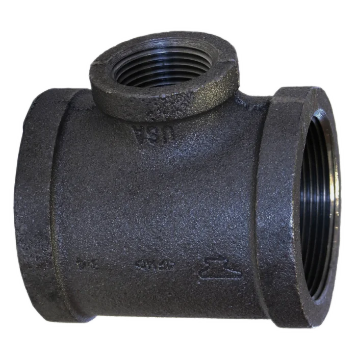 1-1/2" X 1-1/2" X 3/4" BLACK MALLEABLE STEEL TEE Steel Fittings